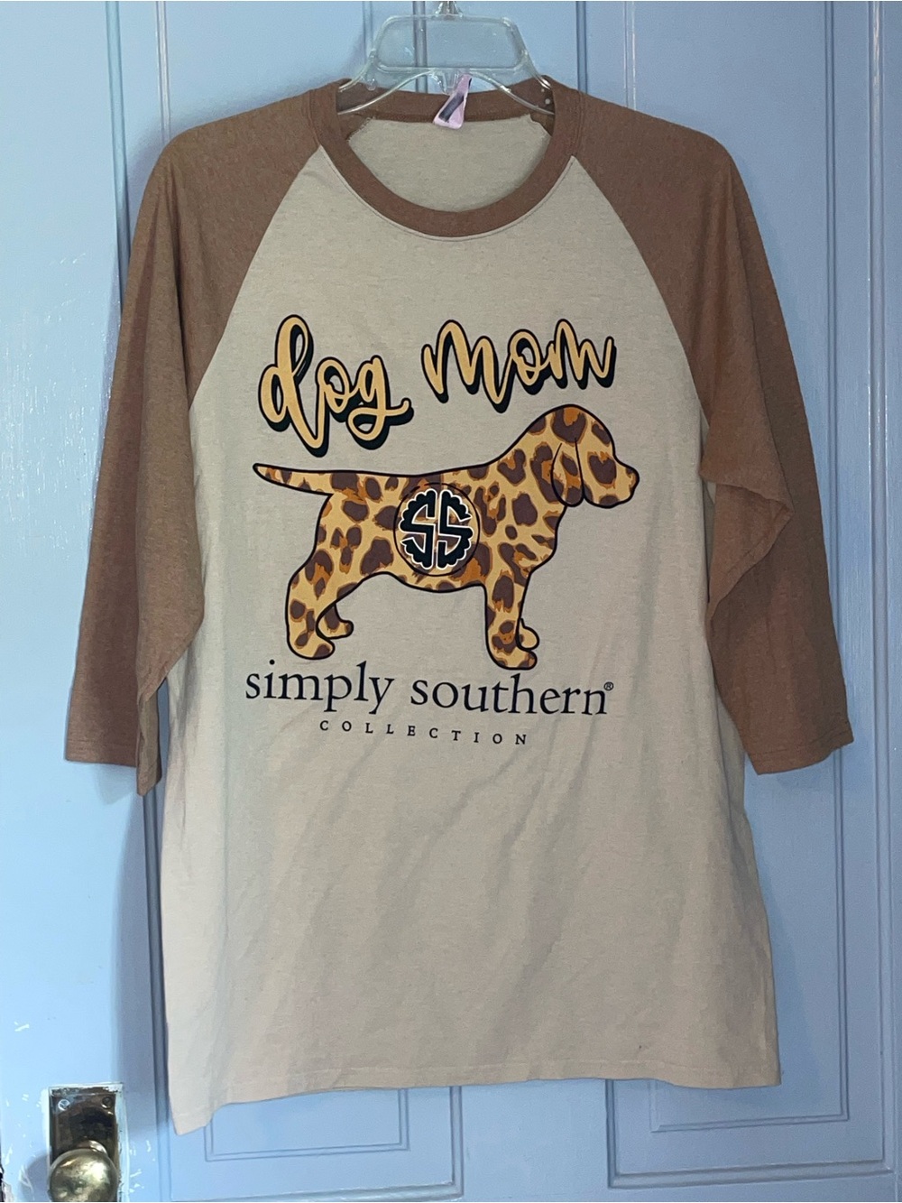 Simply Southern Cream Baseball Tee with Brown Accents